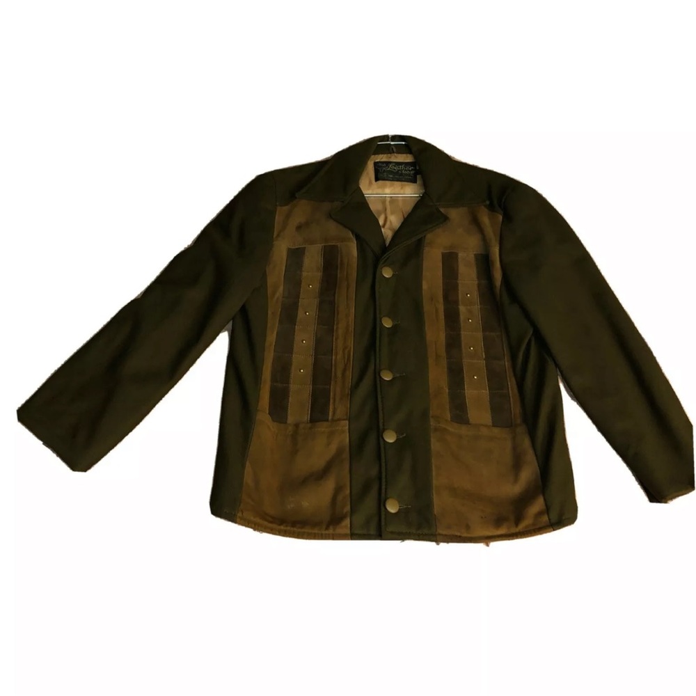 Sears The Leather Shoppe Mens Large Leather Polyester Jacket/Sweater